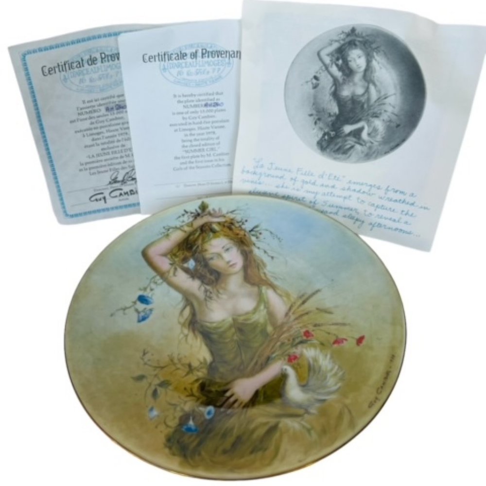Darceau Haviland Limoges Collector Plate France BOX Jeune Fille D'ete fairy coa